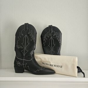 NWT WeWoreWhat Embroidered Stitch Cowboy Boots